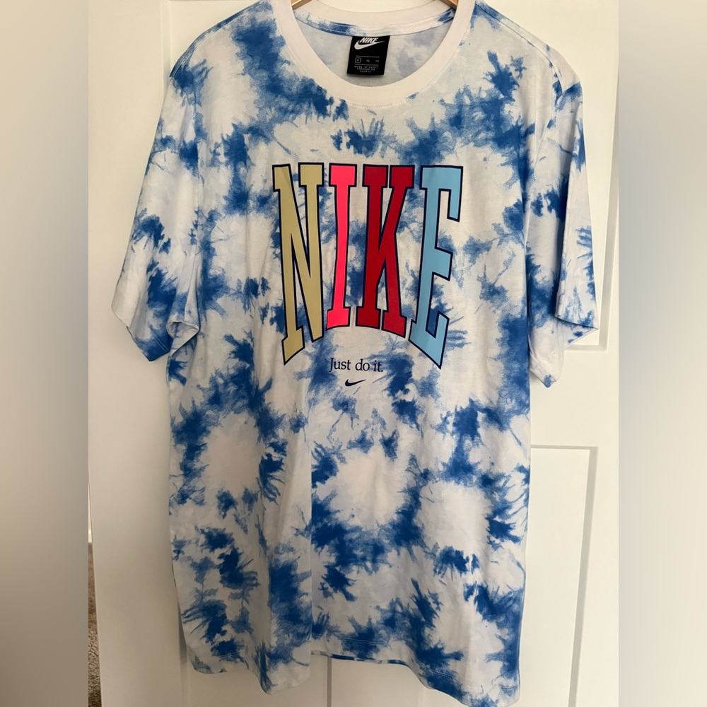 Nike Blue Tie-Dye world peace T-Shirt